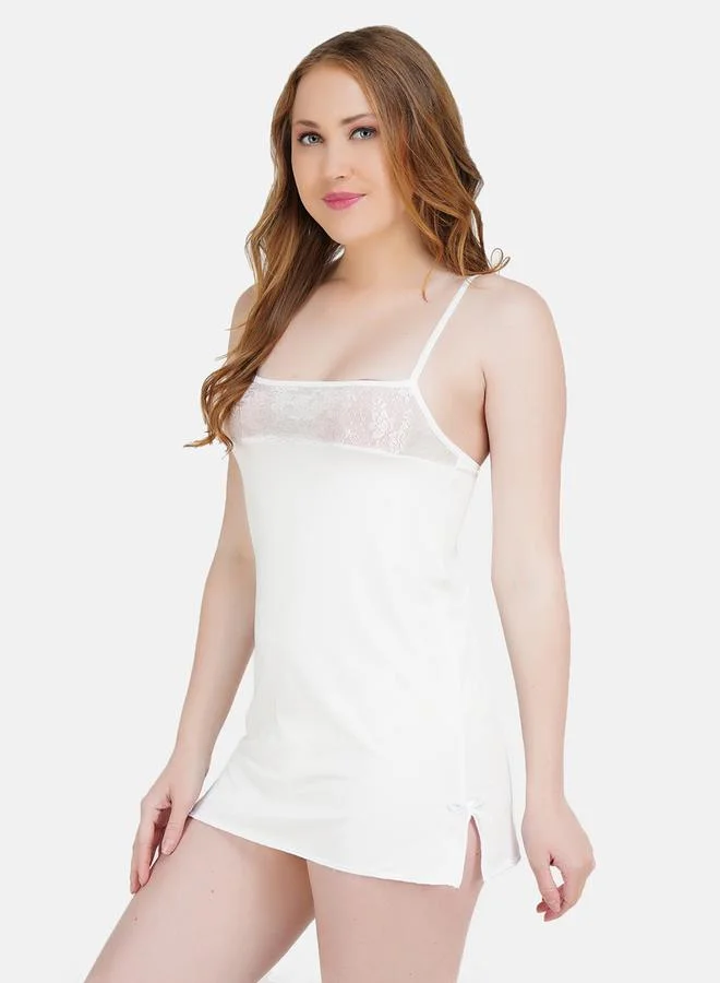 تايك تو طقم لانجري دانتيل أبيض بتصميم بارز للنساء